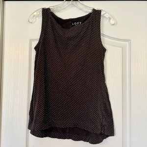 LOFT Vintage Soft Gray and White Polka Dot Sleeveless Top Size XS